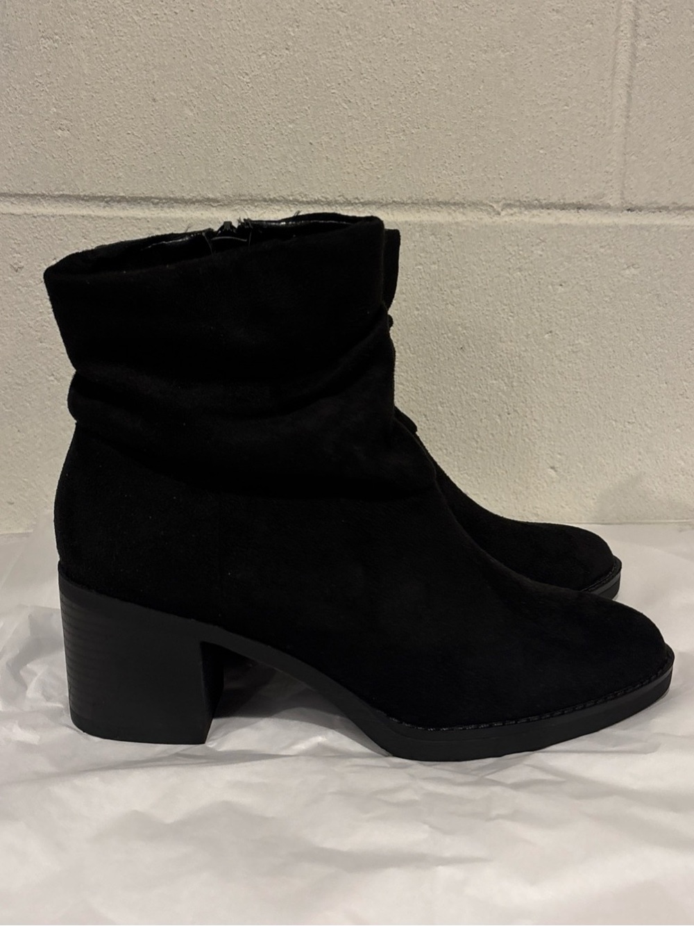 Kensie Black Faux Suede Ankle Boots Heels Side Zip Size 8 Women’s